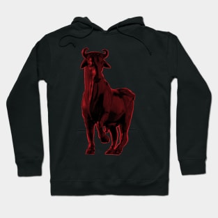 Red Standing Bull Diagonal Lines Facing Forward Hoodie